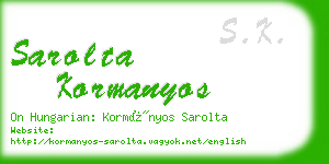 sarolta kormanyos business card